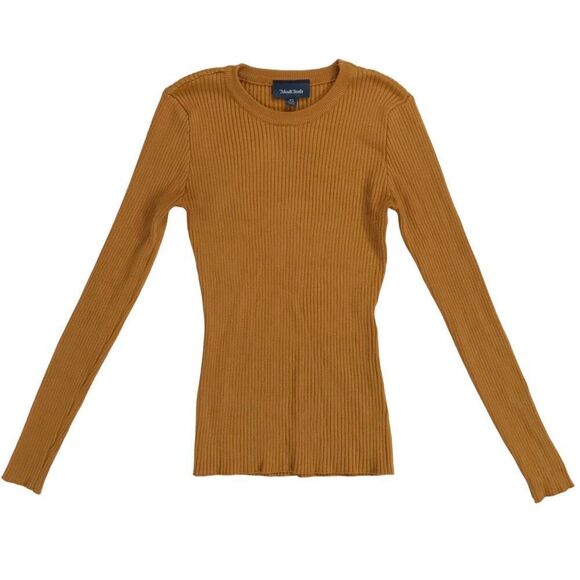 ModCloth Mustard Boho Cottagecore Ribbed Knit Long Sleeve Fitted Sweater Top /XS - Picture 5 of 7